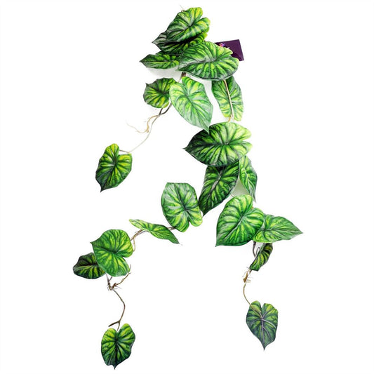 Set of 6 x 120cm Artificial Hanging Alocasia Dragon Scale Plants - Green