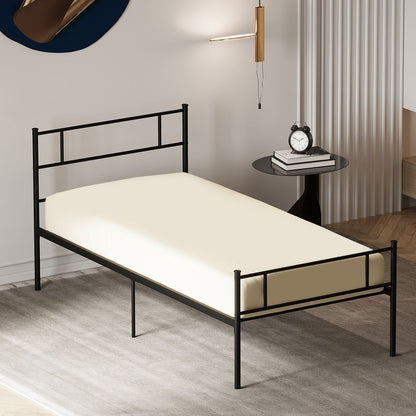 Single Metal Bed Frame with Headboard, Footboard, and Underbed Storage Solution