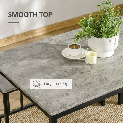 Concrete Effect Grey Dining Table and Chairs Set for 4 People