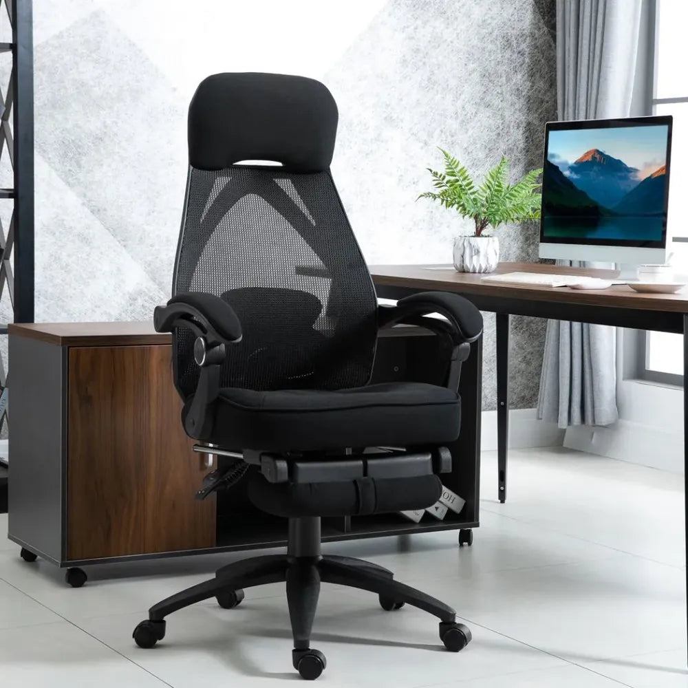 Adjustable Height Recliner Office Chair with Footrest, Perfect for Lunch Breaks