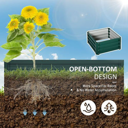 Set of 2 Durable Galvanised Raised Garden Planters - Easy Assembly!