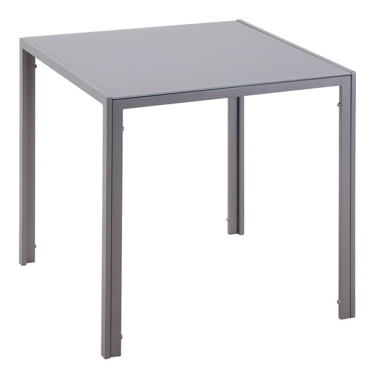 Modern Square Dining Table with Tempered Glass Top and Metal Legs