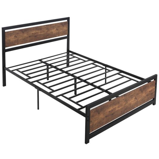 Double Metal Bed Frame with Headboard and Footboard, Dimensions 144x195x103cm for Comfort