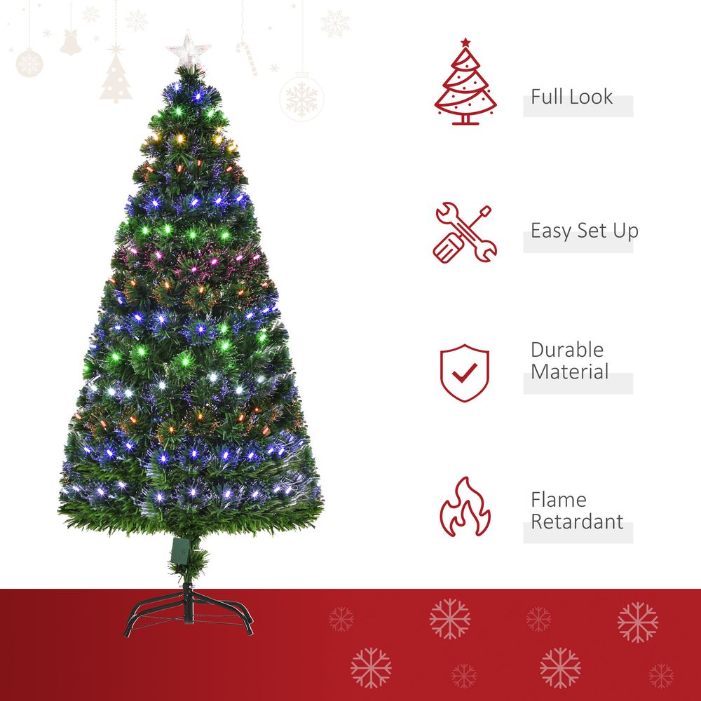 5FT Pre-Lit Artificial Christmas Tree with Lights, Star Topper, and Metal Base