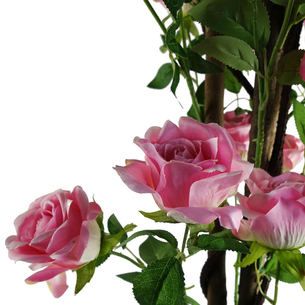 105cm Artificial Pink Rose Tree - Vibrant Floral Display for Home and Garden Aesthetics