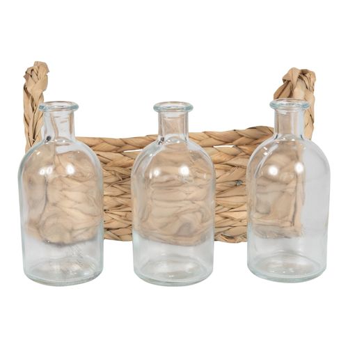 Set of 3 Vases With Grass Tray