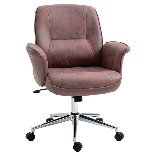 Red Microfibre Office Desk Chair with Swivel Wheels and Tilt Function for Comfort