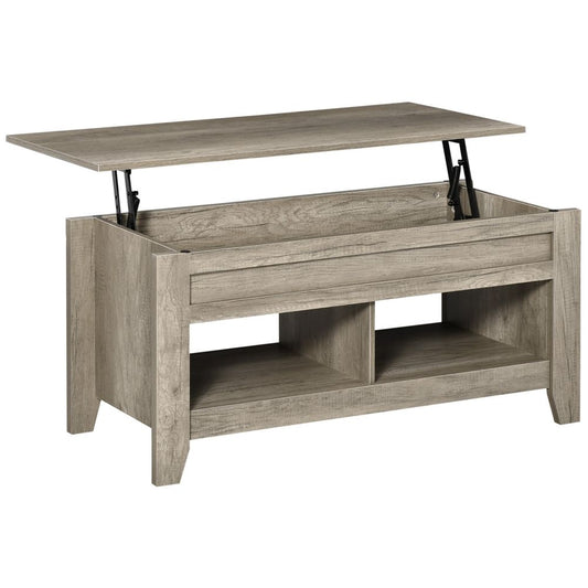 Oak Lift-Top Coffee Table: Hidden Storage Compartment & Shelves