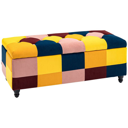 114 x 47 x 47cm Velvet Storage Ottoman – Button-Tufted Footstool for Stylish Organised Spaces