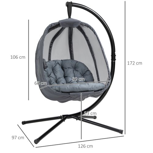 Cosy Folding Hanging Egg Chair with Cushion & Stand - Perfect Indoor/Outdoor Relaxation