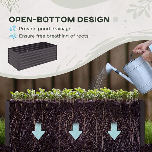 Steel Outdoor Raised Garden Bed - Durable & Spacious Dark Grey Design