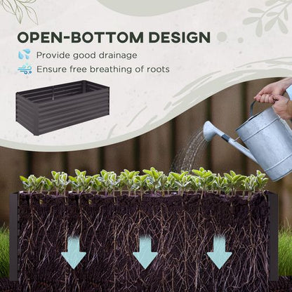 Steel Outdoor Raised Garden Bed - Durable & Spacious Dark Grey Design