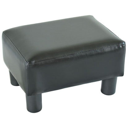 Small Black PU Leather Ottoman Footrest for Home Office or Chair Comfort