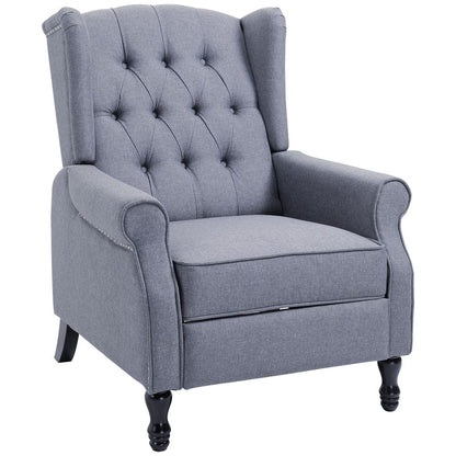 Light Grey Fabric Recliner Armchair with Footrest, Ideal for Relaxing in Living Room