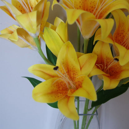 12 x 60cm Artificial Yellow Lily Stems - 144 Flowers