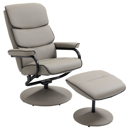 Faux Leather Recliner Chair with Ottoman - 135° Adjustable Backrest, Thick Padding