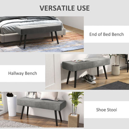 Grey Upholstered End of Bed Bench with Steel Legs for Stylish Bedroom and Hallway Seating