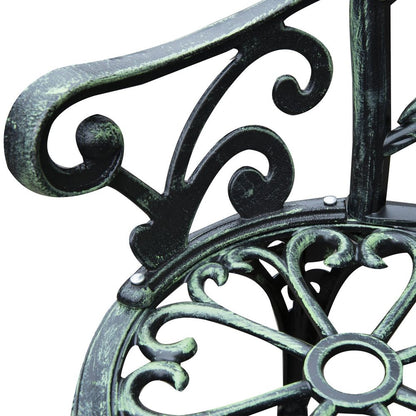 Elegant Antique Green Cast Aluminium Garden Bench - Timeless Outdoor Comfort