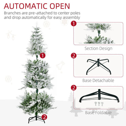 6FT Snow Flocked Artificial Christmas Tree with Pencil Shape for Festive Elegance