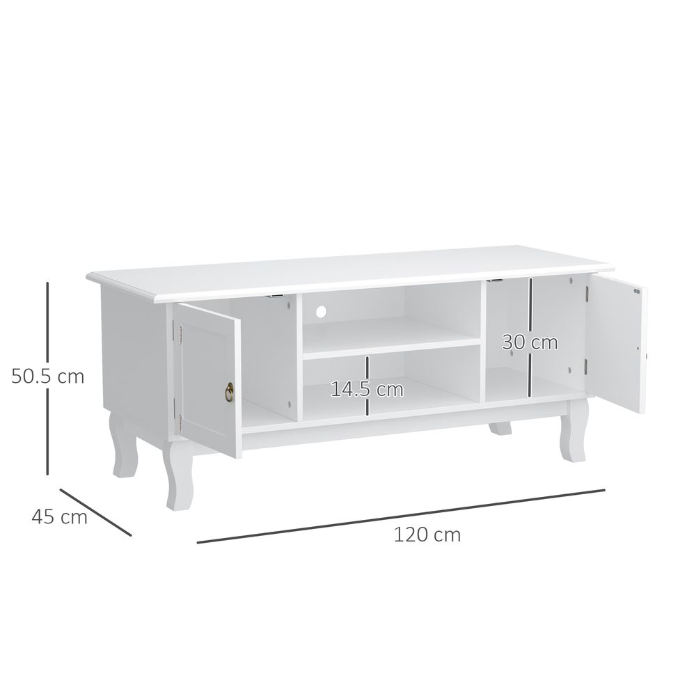 Ivory White MDF TV Stand Unit, Corner Table Design, Modern Look