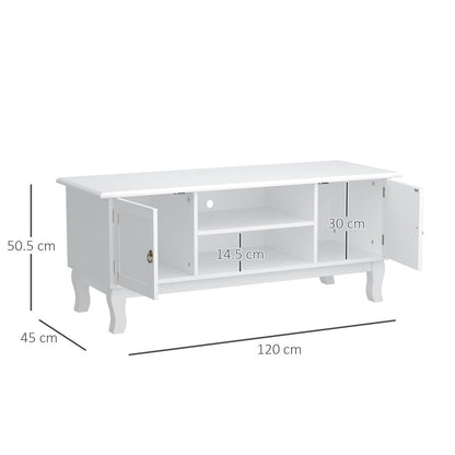 Ivory White MDF TV Stand Unit, Corner Table Design, Modern Look