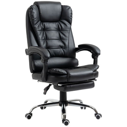 Black PU Leather High Back Office Chair with Swivel Wheels for Home Comfort