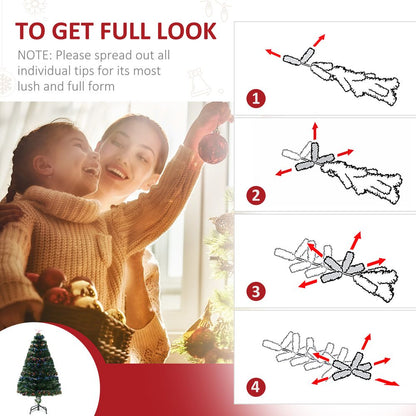 4FT Pre-Lit Artificial Christmas Tree in Green with Multi-Coloured Fibre LED Lights