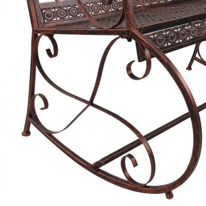 Elegant Metal Rocking Chair Loveseat Bench for Garden & Patio Relaxation