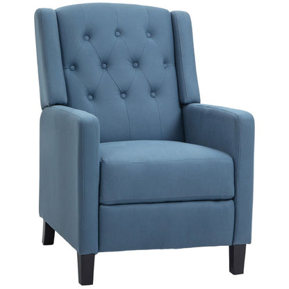 Blue Button-Tufted Microfibre Recliner Armchair for Comfortable Living Room Seating