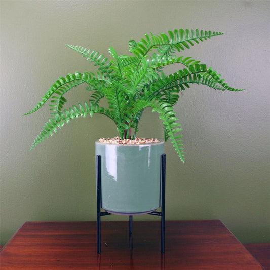 40cm Artificial Fern Plant with Ceramic Planter and Stand