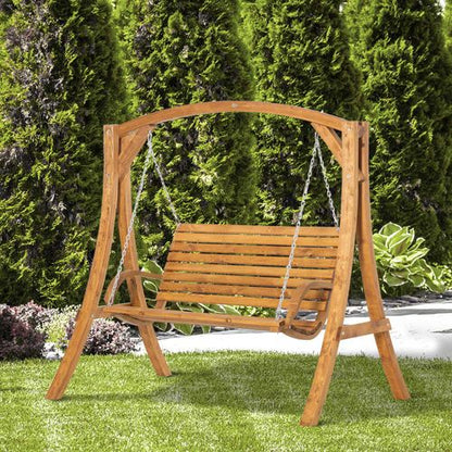 Stylish 2-Seater Wooden Garden Swing Chair for Cosy Outdoor Relaxation