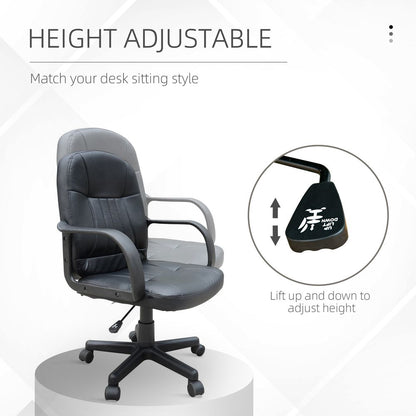 Black PU Leather Swivel Executive Office Chair, Ideal for Computer Desk and Gaming