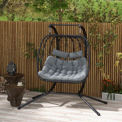 Modern PE Wicker Hanging Chair with Cushions - Ultimate Outdoor Comfort