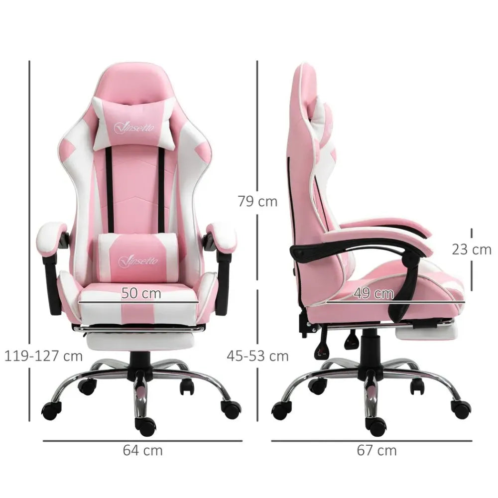 Pink Gaming Chair with Lumbar Support, Ideal for Home Office and Relaxation