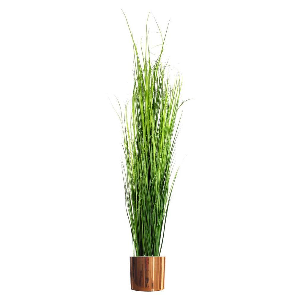 130cm Extra Large Artificial Grass Plant with a Copper Metal Planter for Modern Decor