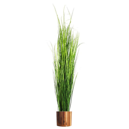 130cm Extra Large Artificial Grass Plant with a Copper Metal Planter for Modern Decor