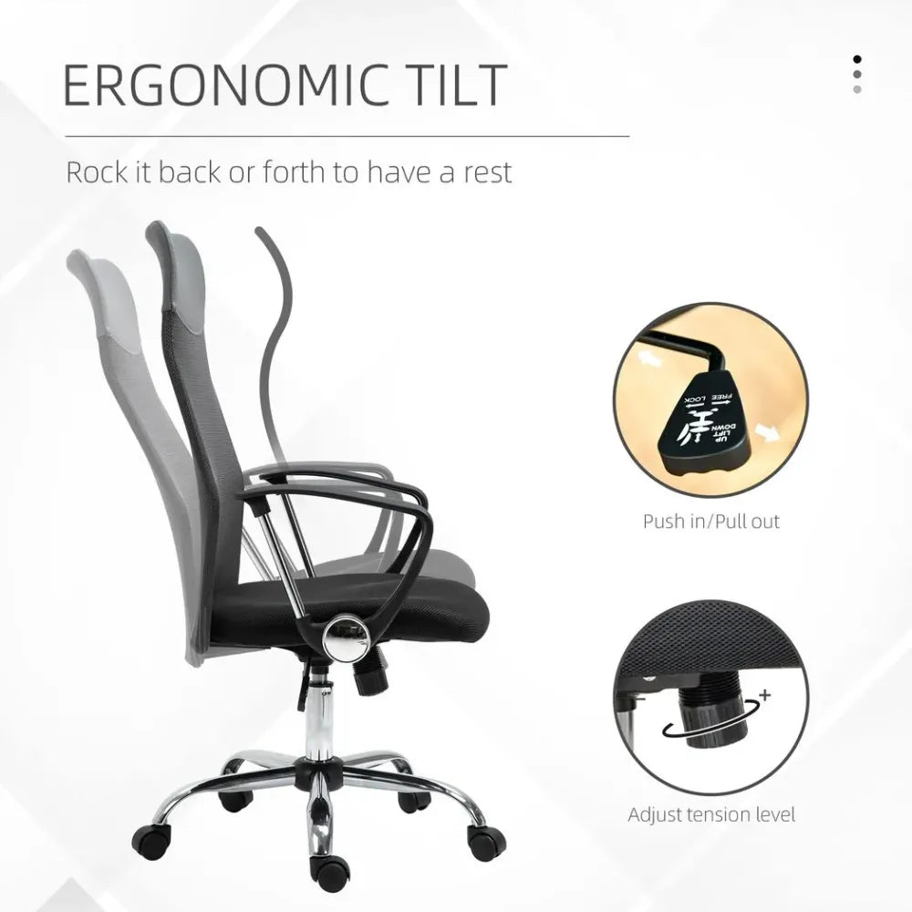 Black Executive Office Chair with High Back Mesh Seat, Ideal for Comfortable Office Use