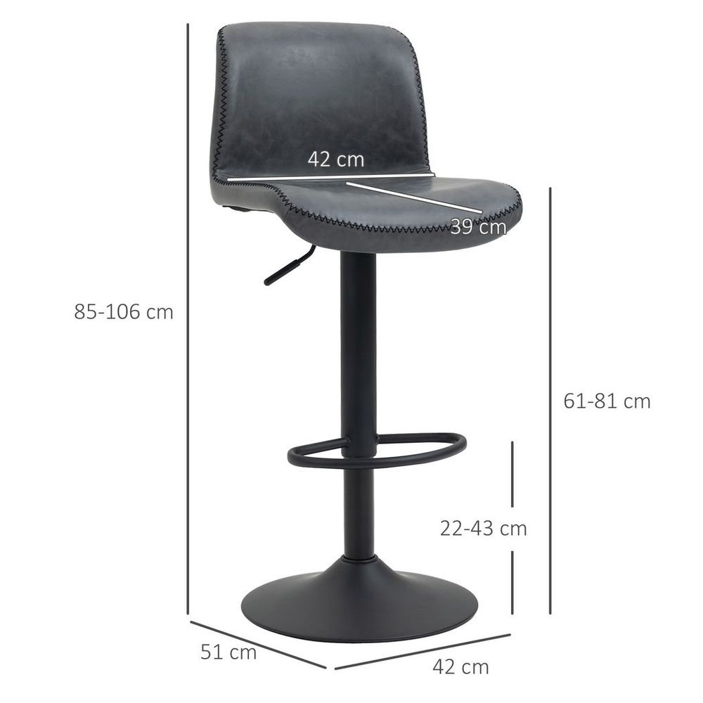 Retro Barstools – Set of 2 PU Leather Adjustable Height Swivel Chairs