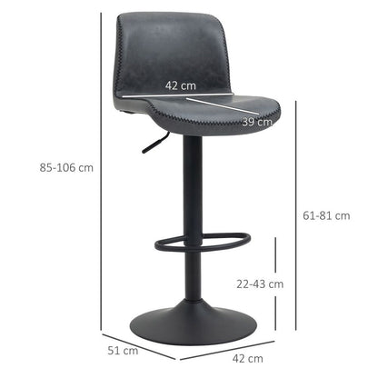 Retro Barstools – Set of 2 PU Leather Adjustable Height Swivel Chairs