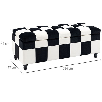 114 x 47 x 47cm Velvet Storage Ottoman with Button-Tufted Design for Stylish Footstool Storage