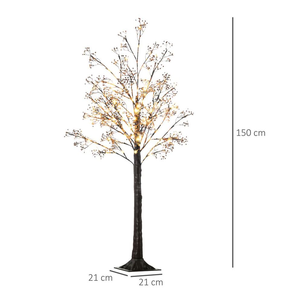 5FT Artificial Tree Featuring Warm White LED Lights and Baby Breath Flowers for Holiday Decor