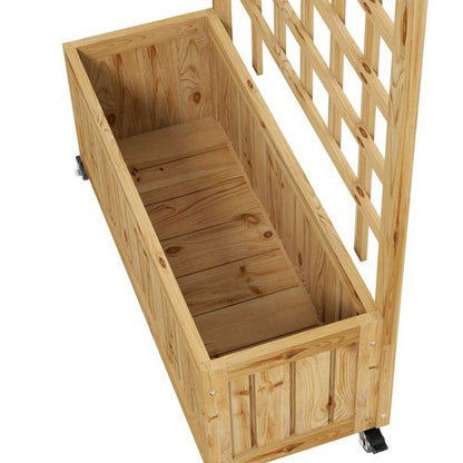 Mobile Wooden Trellis Planter: Stylish Raised Garden Bed on Wheels