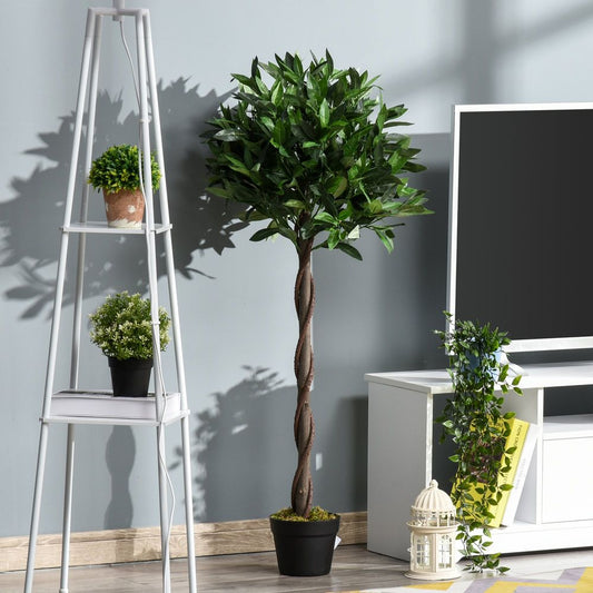 Set of 2 Artificial Topiary Bay Laurel Ball Trees - Ideal for Indoor and Outdoor Decoration