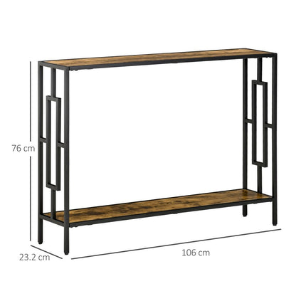 Rustic Brown and Black Industrial Console Table Desk with Metal Frame for Style