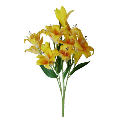 12 x 60cm Artificial Yellow Lily Stems - 144 Flowers