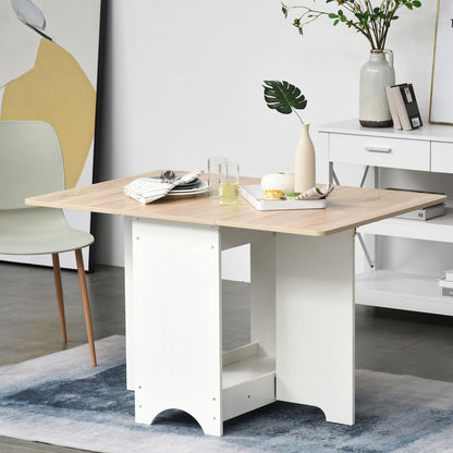 Drop-Leaf Dining Table with Folding Desk and Storage Shelf