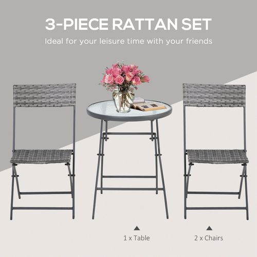 3-Piece Foldable Patio Wicker Bistro Set - Stylish & Durable!