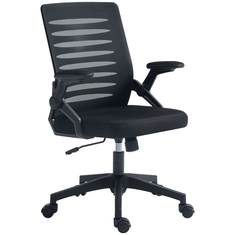 Black Mesh Task Chair for Home Office with Lumbar Support and Armrests for Comfort