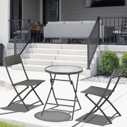 3-Piece Foldable Patio Wicker Bistro Set - Stylish & Durable!