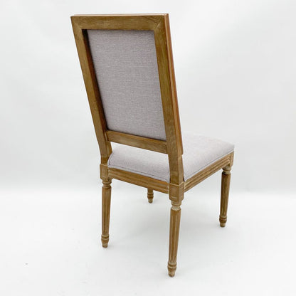 96CM Beige Linen Fabric Louis Chair for Elegant Seating